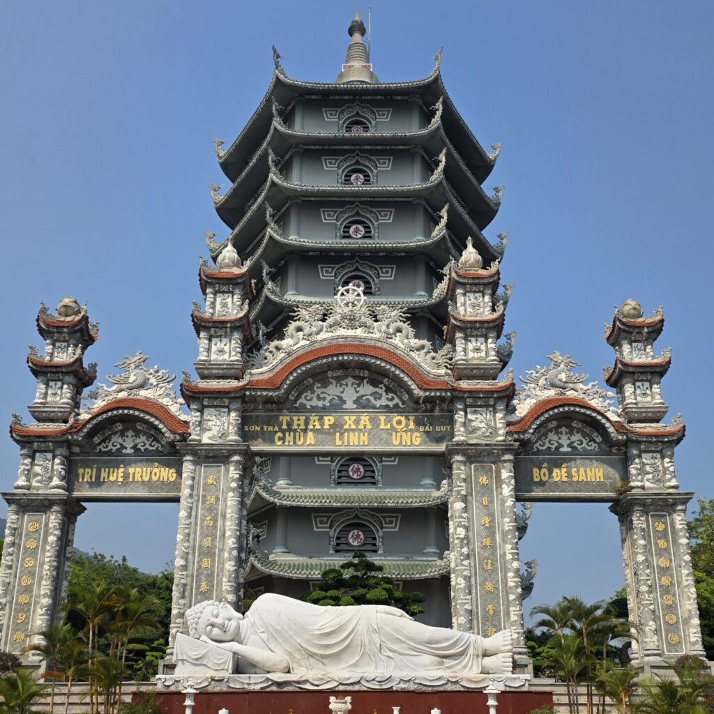 Son Tra Linh Ung Pagoda with giant reclining Buddha statue in Da Nang Vietnam