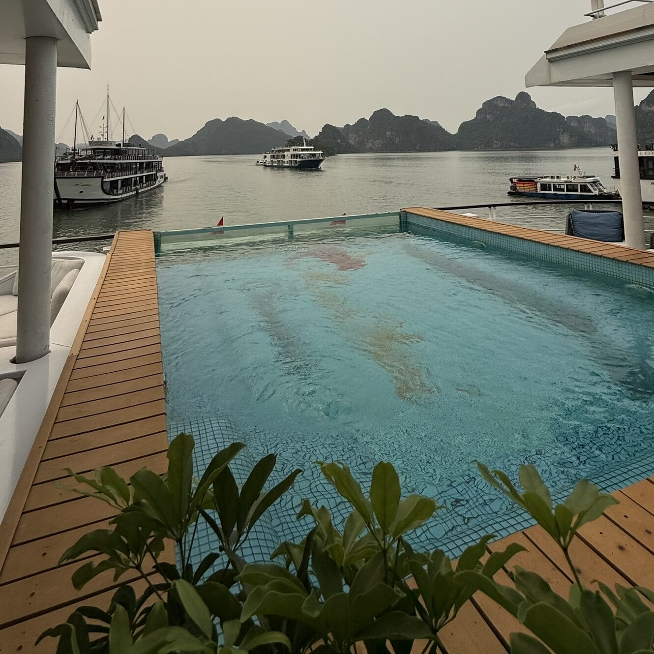 Swimming pool aboard the Mon Chéri Cruise in Ha Long Bay, Vietnam