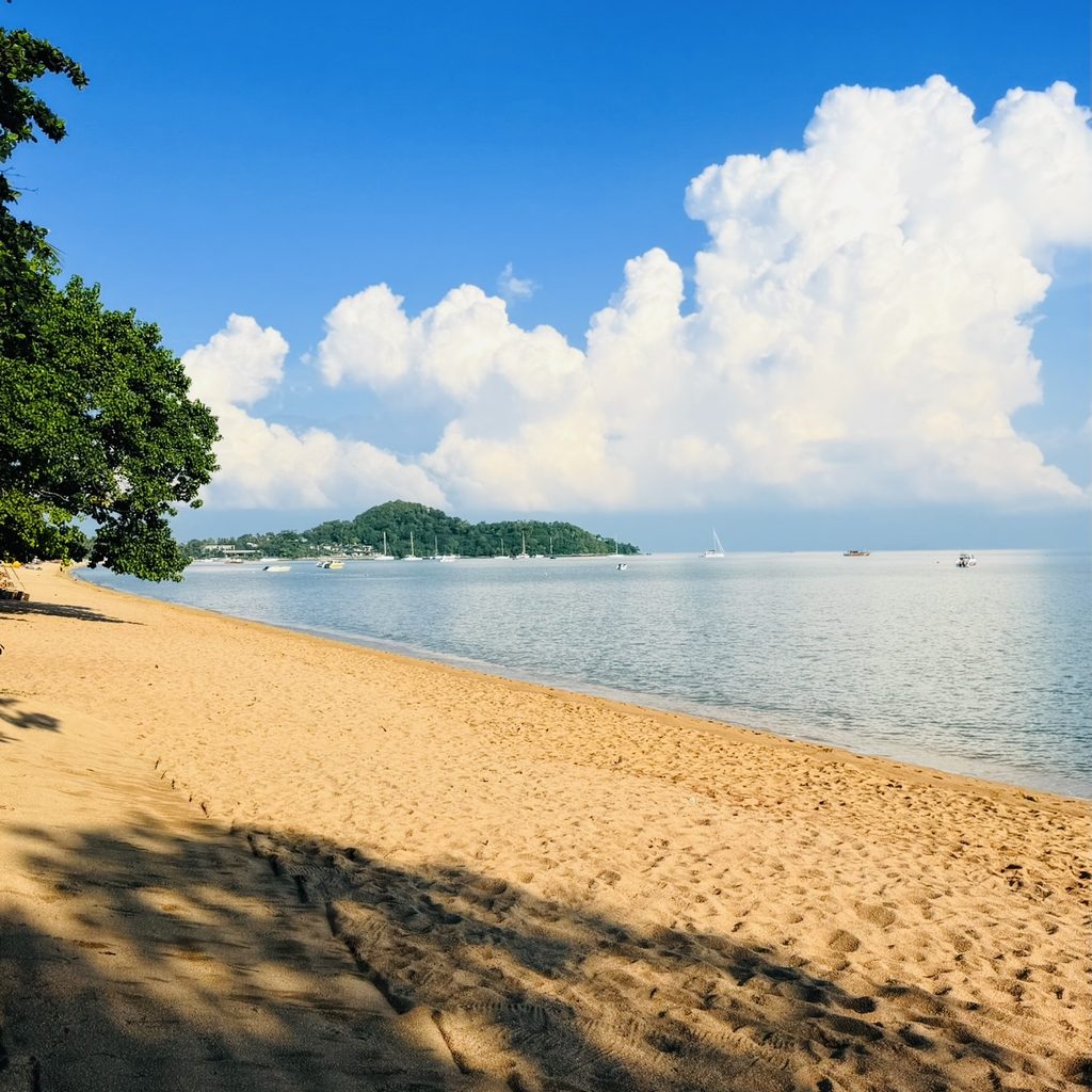 Golden sandy beach and turquoise ocean on Nusa Lembogan - Indonesia
